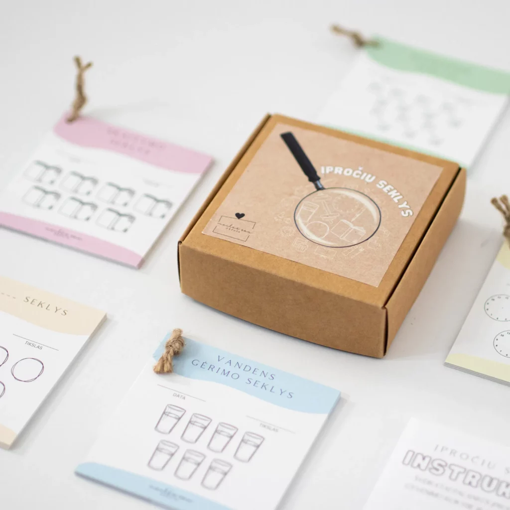 Įpročių seklys – saviugdos dėžutė su įpročių stebėjimo kortelėmis